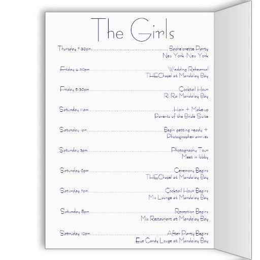 Wedding Schedule Handouts - anyone else?