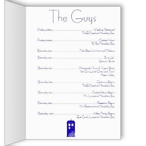 Wedding Schedule Handouts - anyone else?
