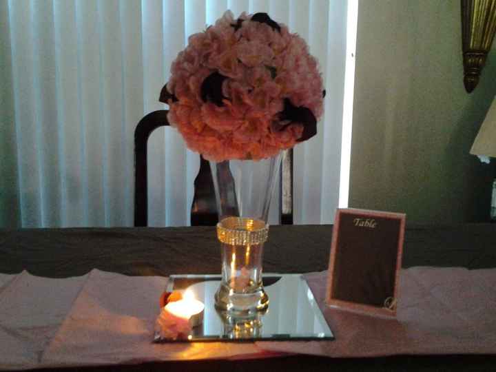 My DIY PinkNbrown centerpieces