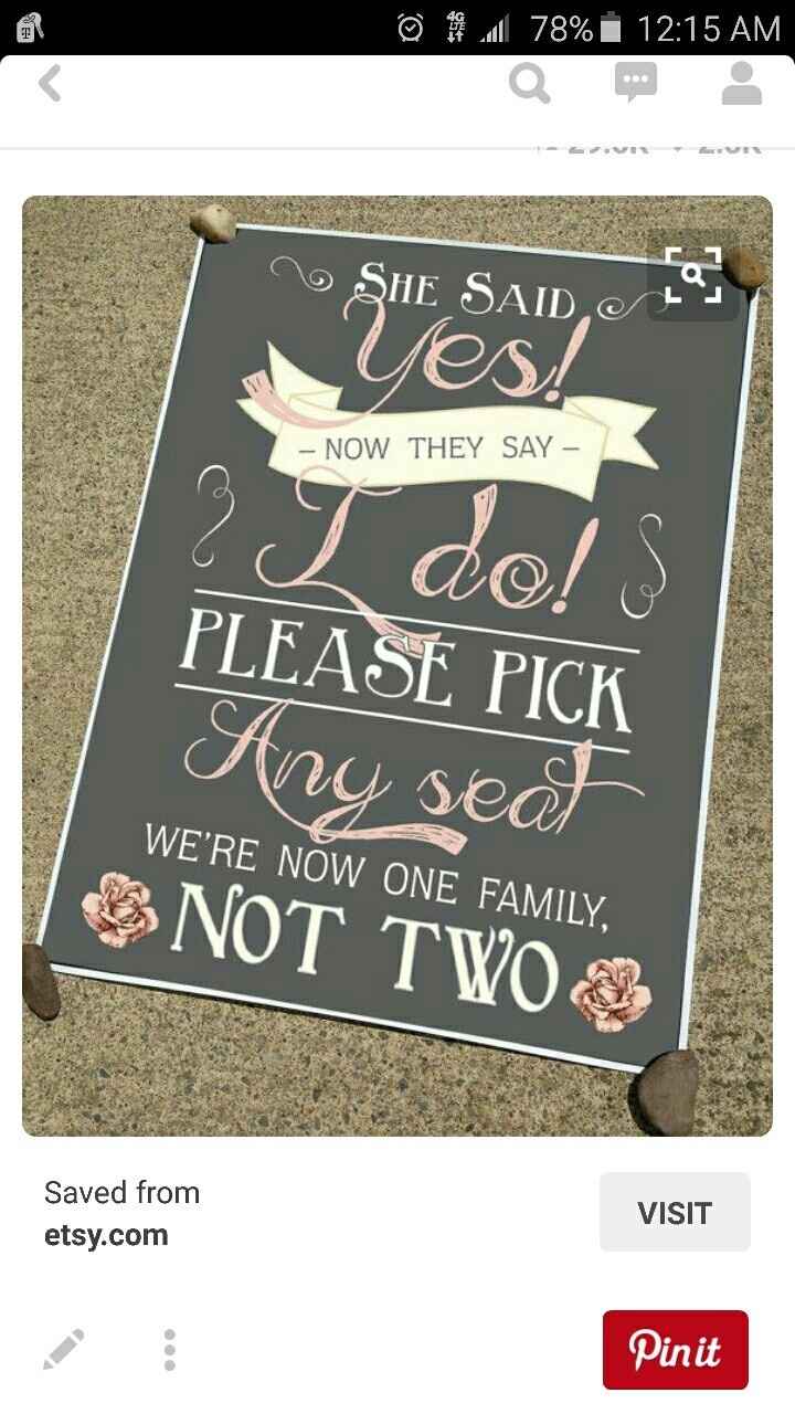 Ceremony seating sign