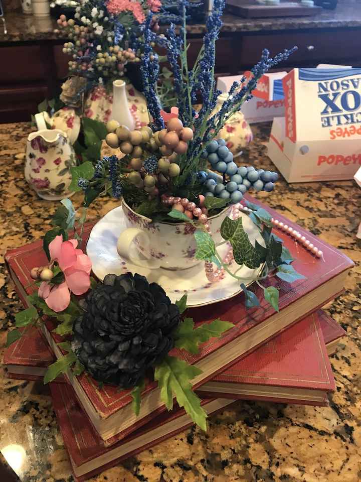 Teacup centerpieces finished!