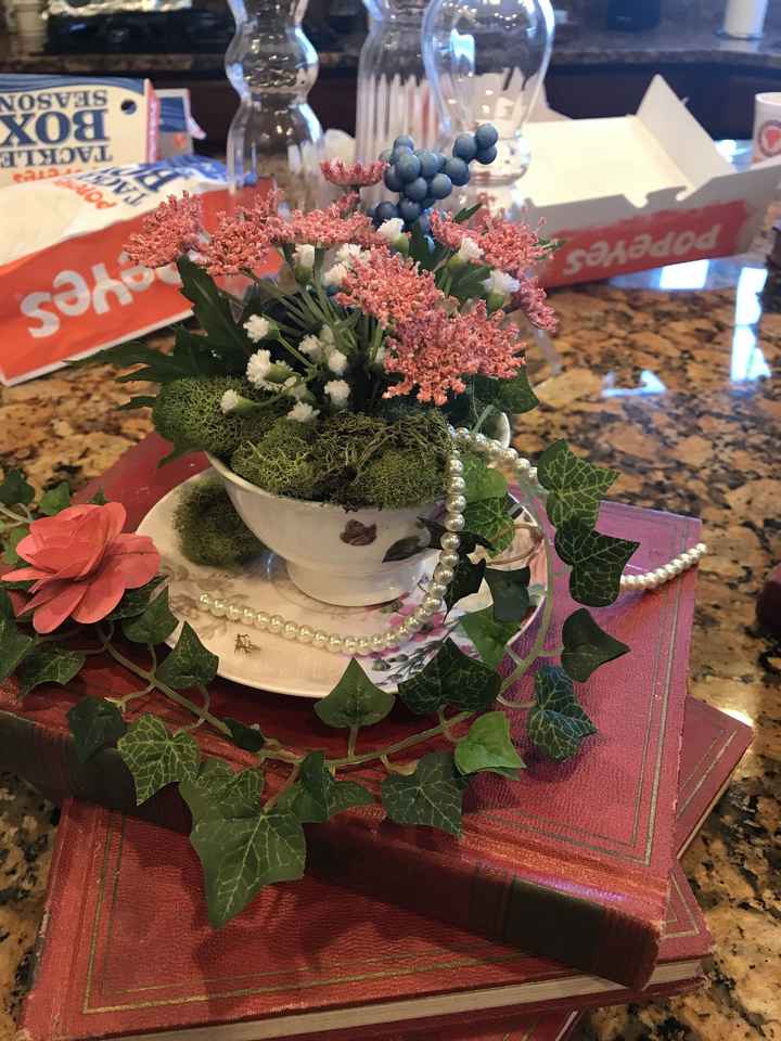 Teacup centerpieces finished!
