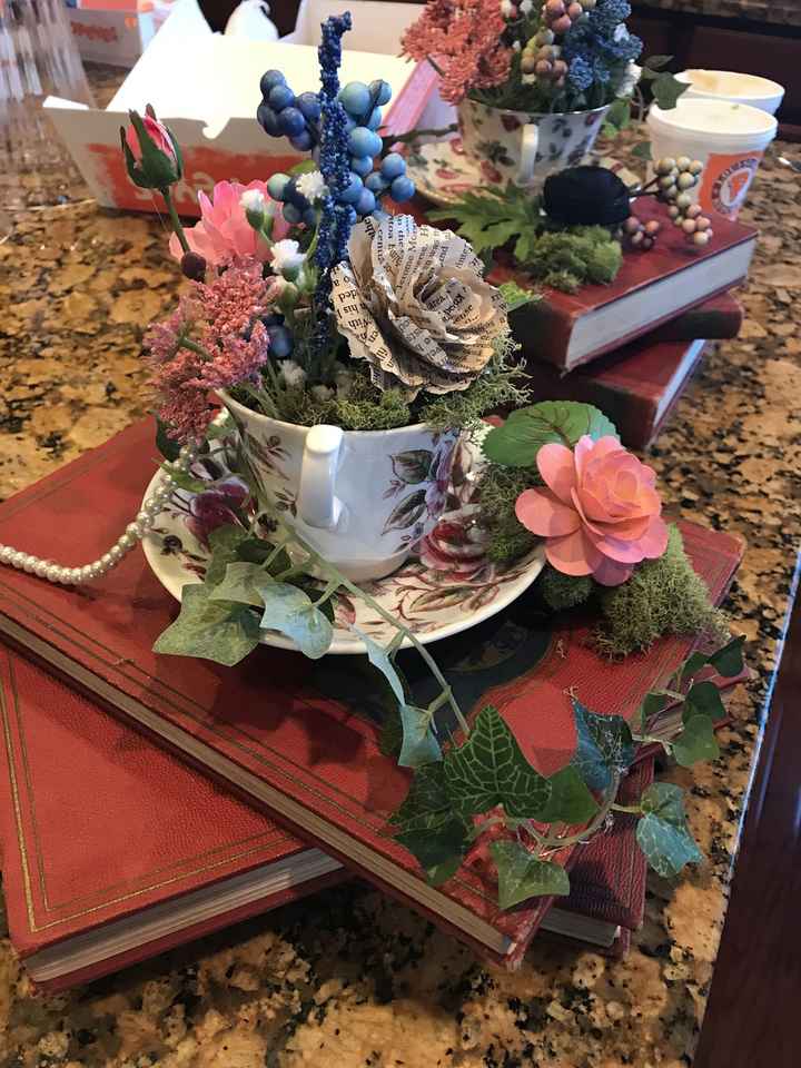 Teacup centerpieces finished!