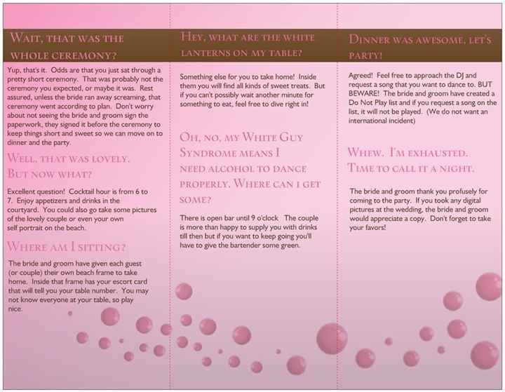 funny wedding program