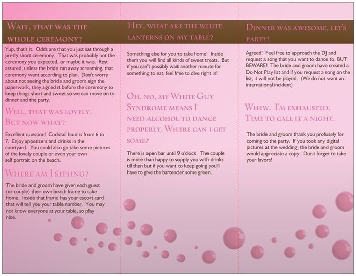 funny wedding program