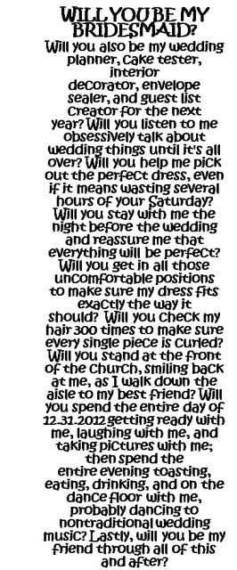 Will you be my bridesmaid, sister in law poem?????