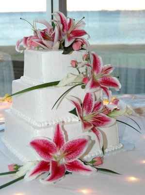 tropical flower wedding cake