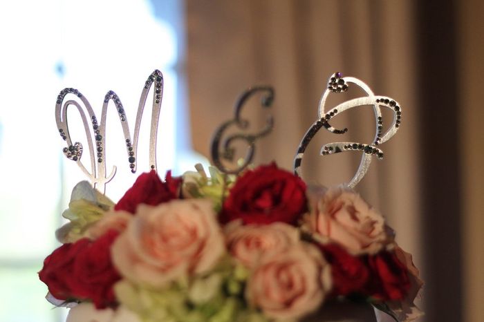 Rhinestone monogram cake topper