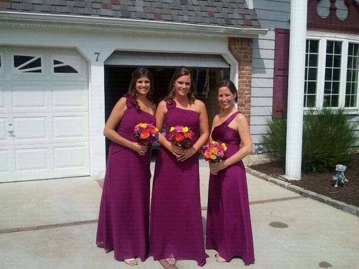 David's Bridal Bridesmaid-Rose one shoulder chiffon dress