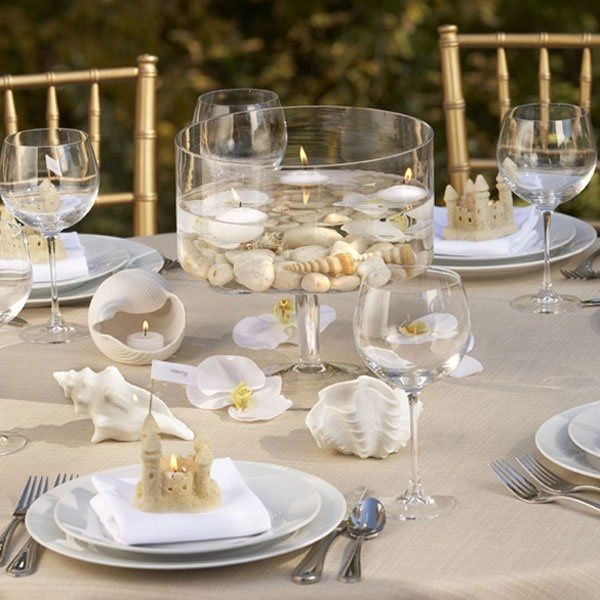 Beachy Themed Center Pieces & Bright flowers?