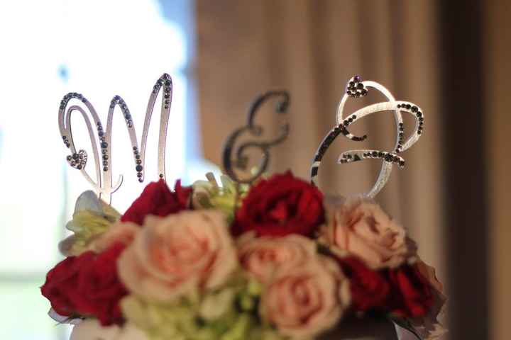Rhinestone monogram cake topper