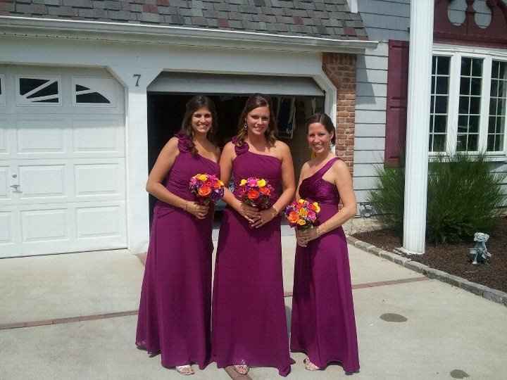 David's Bridal Bridesmaid-Rose one shoulder chiffon dress