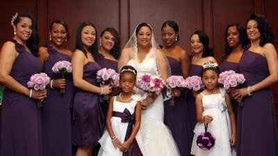 David's Bridal Bridesmaid-Rose one shoulder chiffon dress