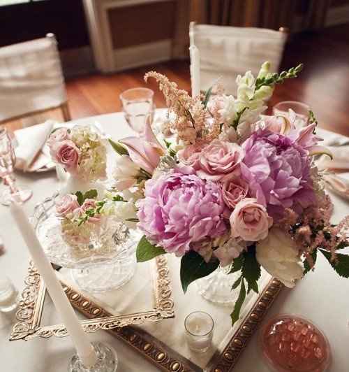 Centerpiece ideas for vintage garden theme.