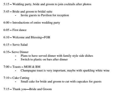Wedding timeline help please