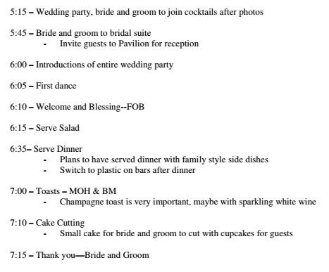 Wedding timeline help please