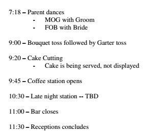 Wedding timeline help please