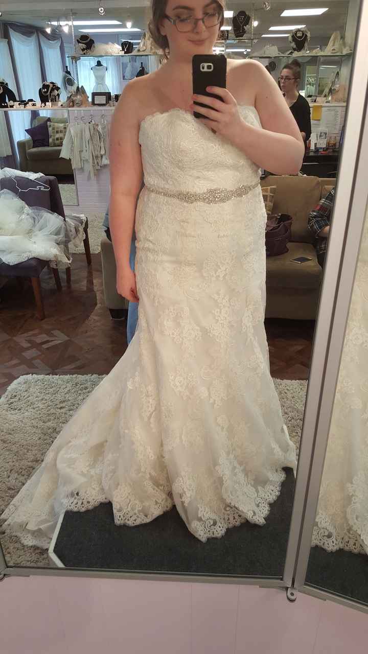 Please show me pictures of your a-line/off-shoulder wedding dresses. I'm a pear shape and struggling