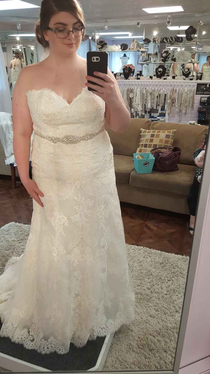 Please show me pictures of your a-line/off-shoulder wedding dresses. I'm a pear shape and struggling