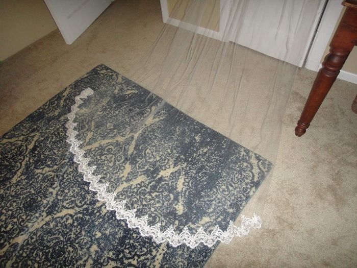 lace laid on veil prior to stitching