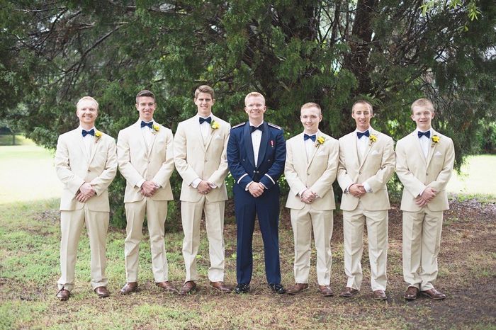 I know the groom in in a USAF dress uniform, but just focus on the colors of blue and tan