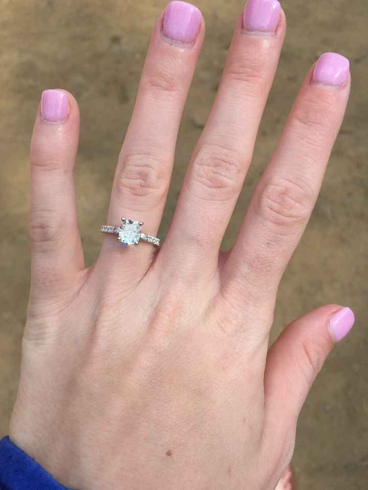 Love my cushion cut! He had it custom made and picked out every diamond.