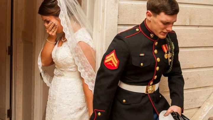 Sweetest wedding picture - Marine/Bride - all the cries!!