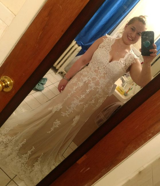 "Honey" in champagne. Getting closer to the correct size... excuse my dirty bathroom lol