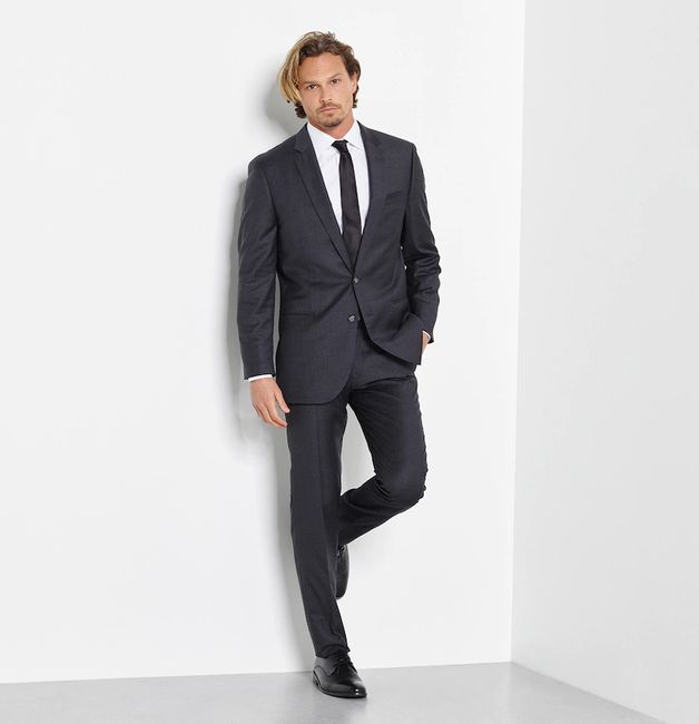 Charcoal grey suits for groomsmen, black ties