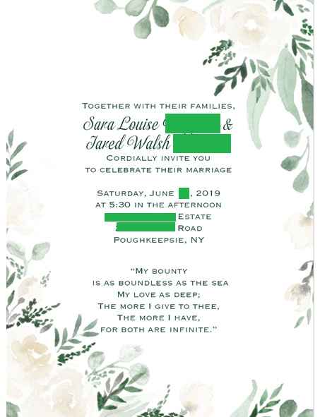 Front of invite