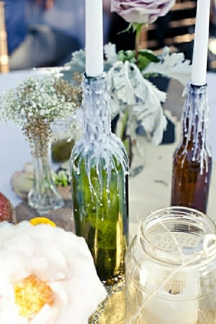 Wine bottle centerpieces!