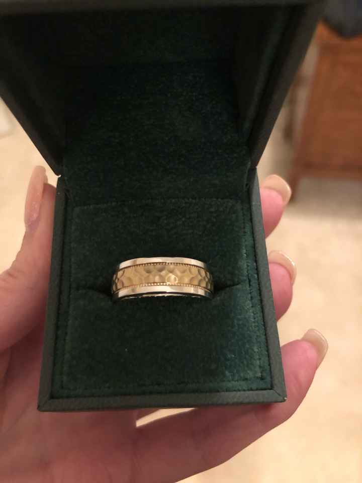 My groom's ring arrived yesterday! White gold, hand engraved. It's gorgeous!! - 1