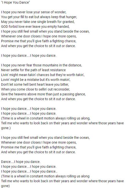 The words to this beautiful song