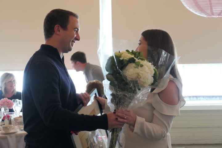 He brought flowers and a gift