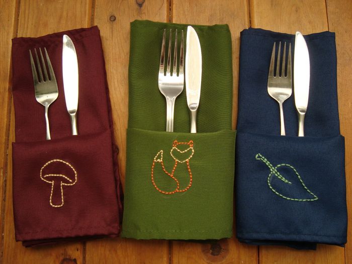 DIY Woodland Embroidered Napkin *Update* with Acorn Pic