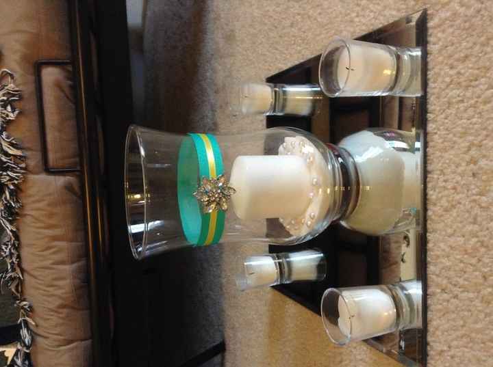 Updated centerpieces...I took your advice with the mirror!