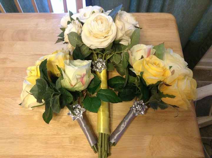 Bouquets done, boutineers & corsages to go!