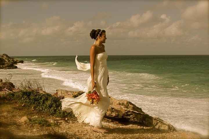 Photo of actual bride in the BCBG Timona