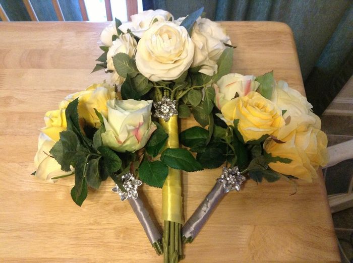 Bouquets done, boutineers & corsages to go!