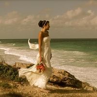 Photo of actual bride in the BCBG Timona