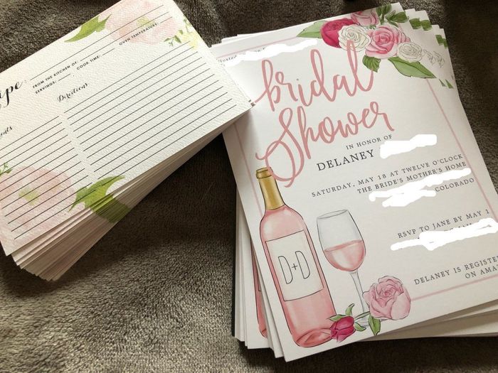 The beautiful invites & recipe cards my mother ordered!