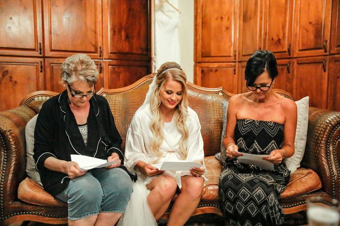 My MIL, mom and me reading letters from my husband