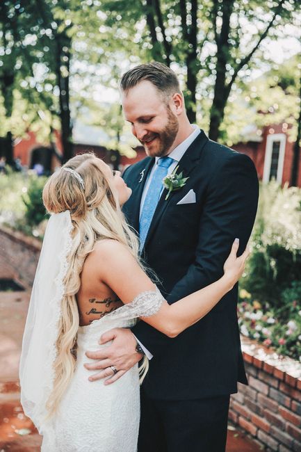 I had a headpiece tied into my hair that I wore all night. Then I had a cathedral length veil that I