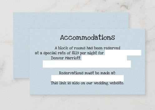 We sent out an accommodations card, we have a ton of out of state guests so wanted to get our block 