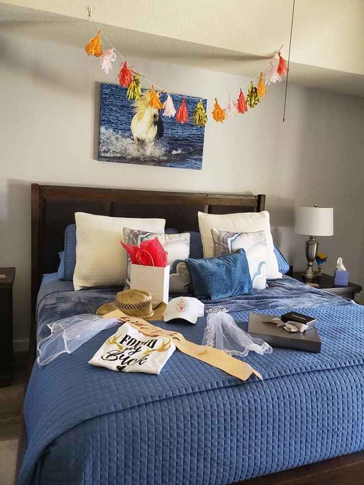 The master bedroom, gifts galore!