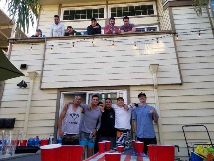 The group (minus groom & a few others) at the house rental!