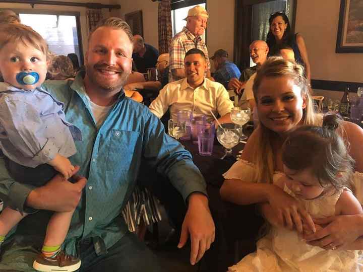 Bride & groom with best man & flower children!