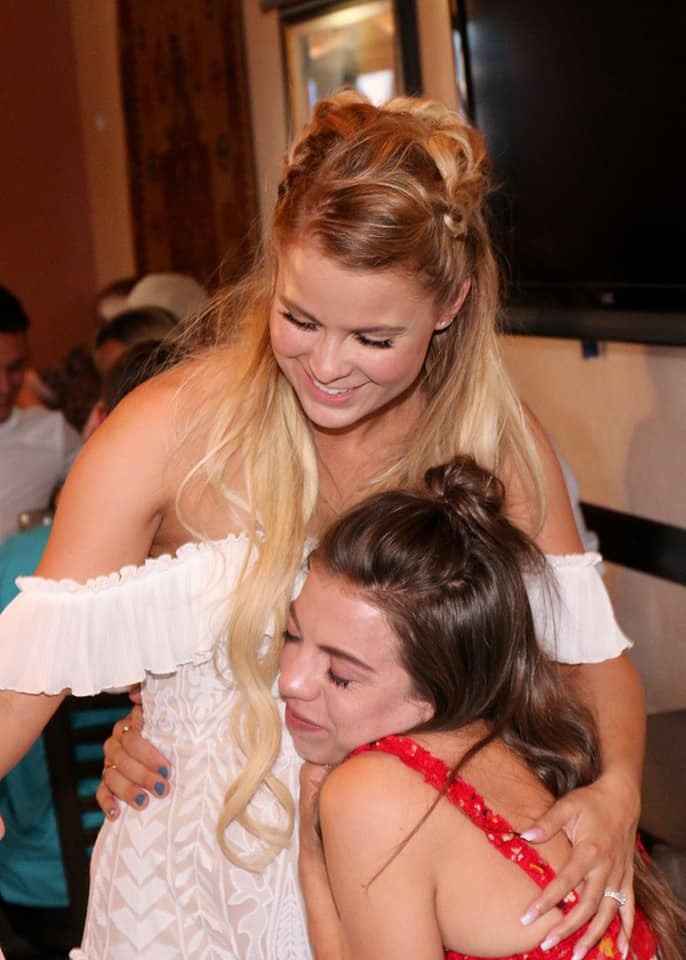 Hugging after the sweetest speech from one of my bridesmaids