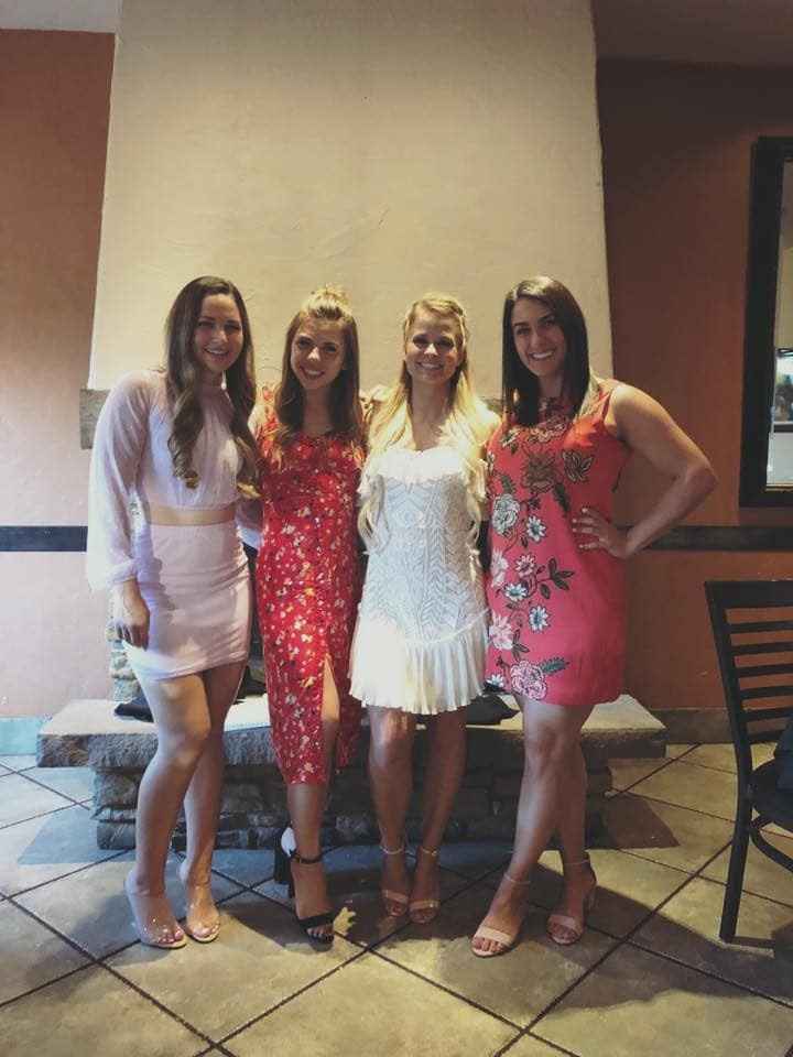bride & MOH & two bridesmaids