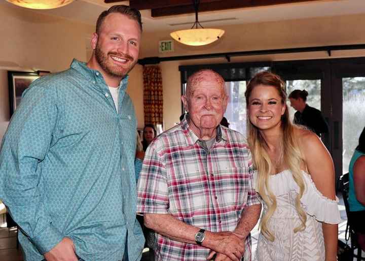 bride & groom & my stepfather's 90 year old father, he flew in from NJ for the wedding!